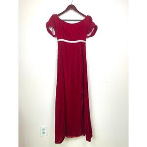 Vintage Lorrie Deb Womens Dress Sz S Velvet Victorian Royal Renaissance Long Red